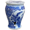 Chinese Blue and White Porcelain Flower Birds Large Round Stool Table Hcs7377