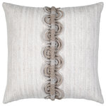 Elaine Smith - Dressage Pebble Indoor/Outdoor Performance Pillow, 20"x20" - Elaine Smith indoor / outdoor pillows are hand-crafted using Sunbrella solution-dyed acrylic yarns which are woven into intricate jacquard patterns and sophisticated stripes. By solution-dying the fabrics at the yarn level, rather than printing on the surface of the fabrics, our durable pillows will last longer, resisting rain, sun, mildew, and stains and retaining their color and vibrancy for years to come.   Soft and luxurious, these performance pillows are designed to endure everyday life. They are easy to clean after spills and mishaps from children, pets, or guests.  Proudly made in the USA, our pillows are constructed with superior attention to detail using only the finest US materials. Our pillows are hand sewn with tailored, hidden zippers, allowing easy cover removal for cleaning. To clean, machine wash cold and air dry. Each pillow is filled with a sealed insert of weather-resistant, 100% polyester fiber.   Our runway inspired pillows can beautifully transform any space into a well-designed, elegant retreat. At Elaine Smith, we believe that you should enjoy the same exceptional comfort and signature style in your outdoor living spaces as you do inside your home. Our indoor/outdoor Sunbrella performance pillows offer you a solution that you can use anywhere, worry free.