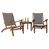 3-Piece Eucalyptus and Gray Wicker Lounge Set With Square Accent Table