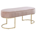 Lilola Home - Set of 2 Julianne Velvet Bench With Metal Base, Pink - Glam up your home with the modern Julianne beautiful velvet bench! Crafed with detailed vertical tufted seams and gold metal legs, the Julianne will dazzle you and your guests in any room setting. Available in pink and gray colors that will complement your home's specific decor.