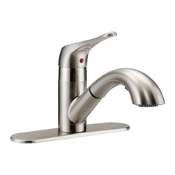 Designers Impressions - Satin Nickel Kitchen Faucet With Pull Out Sprayer - Kitchen Faucets