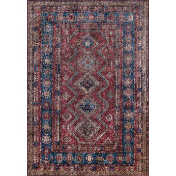 Momeni Karachi Polyester Burgundy Area Rug 5'x8'