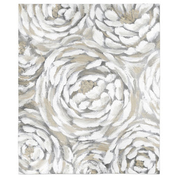 Cream and Gray Floral 50x60 Sherpa Fleece Blanket