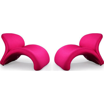 Manhattan Comfort Rosebud Fabric Accent Chair in Fuchsia Pink (Set of 2)