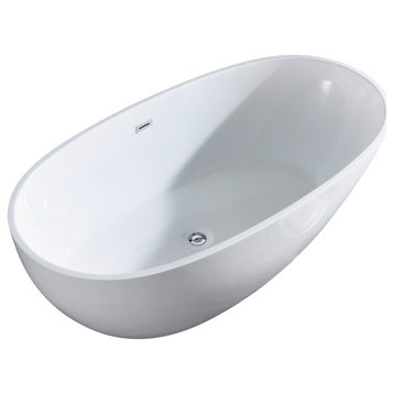 Layla White 67" Freestanding Bathtub with no faucet