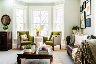 Transitional living room photo in Boston