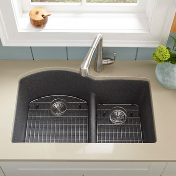 Quartz Classic Double Bowl Undermount Sink with Aqua Divide, Slate
