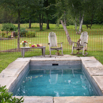 Central Maine Farmhouse Soake Pool with Reclaimed Granite Coping