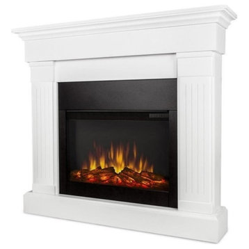 Real Flame Modern Wood Crawford Electric Slim Line Fireplace in White
