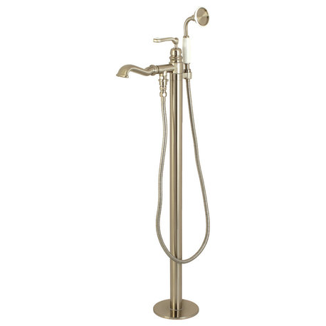 Kingston Brass Freestanding Tub Faucet With Hand Shower, Brushed Nickel