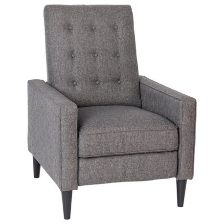 Flash Furniture Upholstery Fabric Pushback Recliner w/Button Tufted Back in Gray