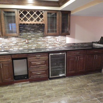 Basement remodel, custom entertainment system, kitchenette