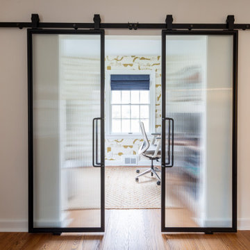 Black Barn Doors with Fluted Glass