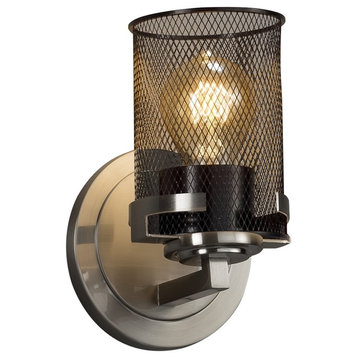 Wire Mesh Atlas, Wall Sconce, Cylinder/Flat, Nickel