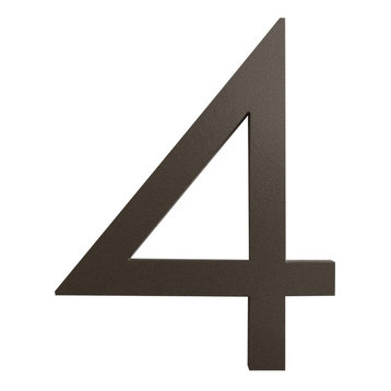 Modern Font House Number, Bronze, 4", Number 4, Modern Font