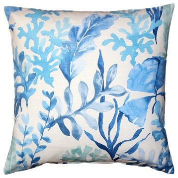 Sea Garden Blue Throw Pillow, 20"x20"