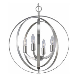 Canarm ICH182B04BN18 Meridian 4-Light Chandelier, Brushed Nickel - Pendant Lighting