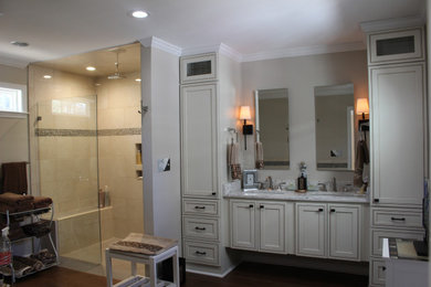 Inspiration for a master bathroom remodel in Atlanta with granite countertops and a floating vanity