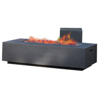 GDF Studio Jaxon Outdoor 50,000 BTU Rectangular Fire Table with Tank Holder, Dark Gray