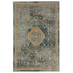 Karastan - Karastan Suir Blue Teal Area Rug, 8'x11' - Unlike anything Karastan Rugs has designed before, the Suir area rug offers the sophisticated splendor of old world style merged with modern methods, like horizontal striations, color erosion and distressed details. Featuring a central medallion surrounded by ornate artistry cast in a camel hue and layered over a teal base, the Suir is the embodiment of eye catching design. A debut of the Touchstone Collection, the Suir is luxuriously finished with the worry free comfort of Karastan Rugs' exclusive SmartStrand yarn. The strength of SmartStrand, which features a built-in lifetime stain resistance, meets the sumptuous softness of silk in this premium quality rug.