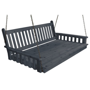 Cedar Traditional English Swingbed, Charcoal Stain, 6 Foot
