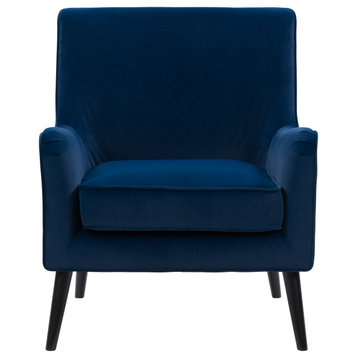 CorLiving Elwood Velvet Upholstered Modern Accent Chair, Dark Blue
