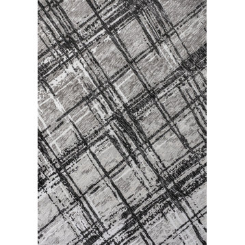 Slant Modern Abstract Black/Gray 3 ft. x 5 ft. Area Rug
