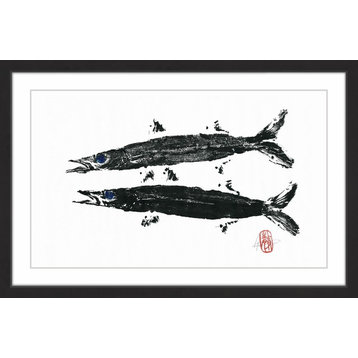 "Barracuda Twins" Framed Painting Print, 18"x12"