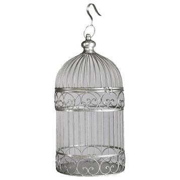 Serene Spaces Living Decorative Silver Birdcage for Candles, in 2 Sizes, Large