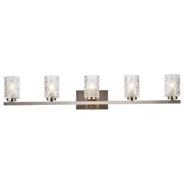 Cassie 5 Lights Bath Sconce In Stain Nickel With Clear Shade