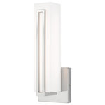 Livex Lighting - Livex Lighting Polished Chrome LED Light ADA Wall Sconce - Upgrade your bathroom with the sleek, modern look of the Fulton wall sconce. This wall sconce features a rectangular satin white acrylic shade set against the polished chrome finish. Energy-efficient LED modules are built directly into the design to provide power-saving lighting.