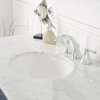 Gela Vanity, Royal Blue, Carrara White Marble Countertop, 48", Without Mirror
