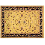 Bareens Designer Rugs - Kafkaz Peshawar Valda Gold/Blue Area Rug, 12'0"x16'8" - A Persian influenced Turkish hand knotted rug made by skilled artisans capable of creating the most exceptional vegetable dyes and hand-spun New Zealand wool. This gorgeous one of a kind Peshawar Kafkaz handmade rugs is also known as a Chobi Rug. This gorgeous rug is extremely versatile and is famous for its soft pleasing color palette and informal design that works in a myriad of interiors. It has been expertly hand-tied, finished, sun-dried, and can contain up to 1.5 million knots. It takes 4 skilled artisans to hand knot this rug nine to twelve months to complete this piece of art. The invigorating colors and patterns in this rug will give your home an elegant and fresh appearance. While drawing upon the coloring and patterns of antique rugs, contemporary Peshawar pieces incorporate modern design motifs and feature vibrant color tones.Give your room a luxurious look and feel with this beautiful rug with gorgeous color pallete. The intricate design allows this oriental rug to creates a royal ambience in any decor. Hand knotted construction and natural fibers gives this rug soft feel under your feet.