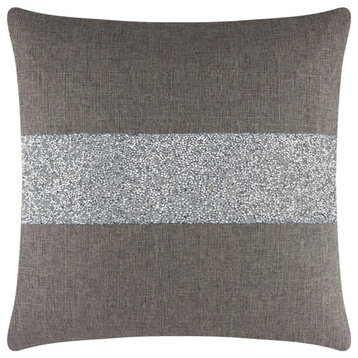 Sparkles Home Luminous Rhinestone Stripe Pillow, 14x20", Brown, Silver