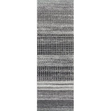 nuLOOM Nova Stripes Contemporary Area Rug, Dark Gray, 2'8"x12'