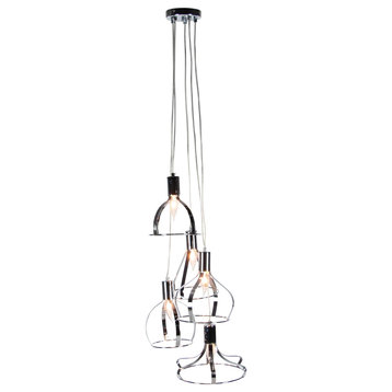Industrial Iron Bell-Shaped 5-Light Pendant Lamp With Bulb