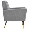 Inspired Home Holt Accent Chair Velvet/Linen 30Lx32Wx36H, Light Gray