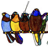 9.5" Stained Glass Birds on a Wire Window Panel, Multicolor