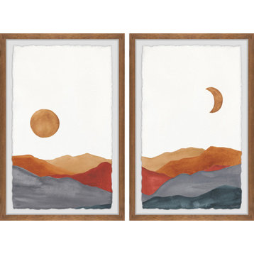 Glowing Mountains Diptych, 2-Piece Set, 12x18 Panels