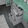 63" Grey Cabinet, Tempered Glass Top and Sinks