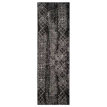 Safavieh Adirondack Collection ADR111 Rug, Black/Silver, 2'6"x10'