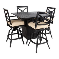 High Mission Gas Fire Pit Bar Set - Outdoor Pub And Bistro Sets