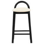 Meridian Furniture - Meridian Furniture Calvin Vegan Leather Stool, Cream, Black Finish - Make them want to stay 'till closing time when you add one or more of these Calvin vegan leather counter stools to your home bar or kitchen counter. These handsomely rugged stools have an uber modern look to them, making them well at home in a variety of decorative settings. The cream vegan leather seat is soft and comfy, so folks want to sit a spell and enjoy themselves. The black finish solid wood frame is durable and sturdy, and there's room to rest your feet around the bottom perimeter for added usability and comfort.