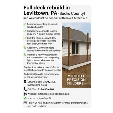 Custom Backyard Deck – Trex Composite | Langhorne, PA