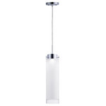 Maxim Lighting - Scope 12W LED Pendant - High tech LED modules are encased in die-cast housings finished in Polished Chrome. They support Frost glass cylinders with a Clear reveal on both ends. This classic design is a staple for contemporary pendants. Available in three sizes.