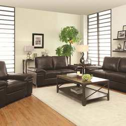 Coaster 3 Pieces Winfred Brown Modern Sofa Set - Living Room Furniture Sets