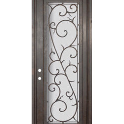 Bellagio 36x96 Wrought Iron Single Door 14 Gauge Steel - Front Doors