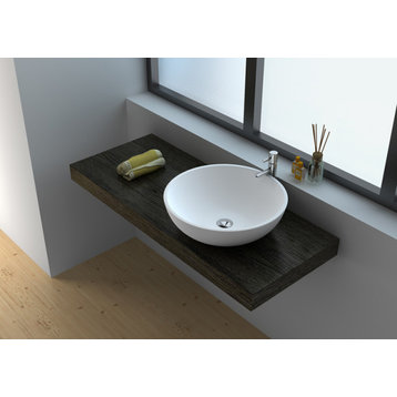 19.7" White Matt Solid Surface Bowl - No Faucet