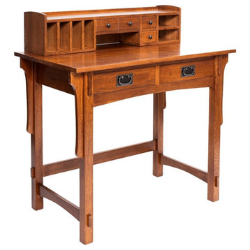 Crafters and Weavers Arts and Crafts Wood Library Table with Organizer in Cherry