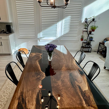 Design Focus: Black Walnut Black River Epoxy Table as a Bold Anchor